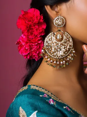 White Opal jadau chaandbali earring