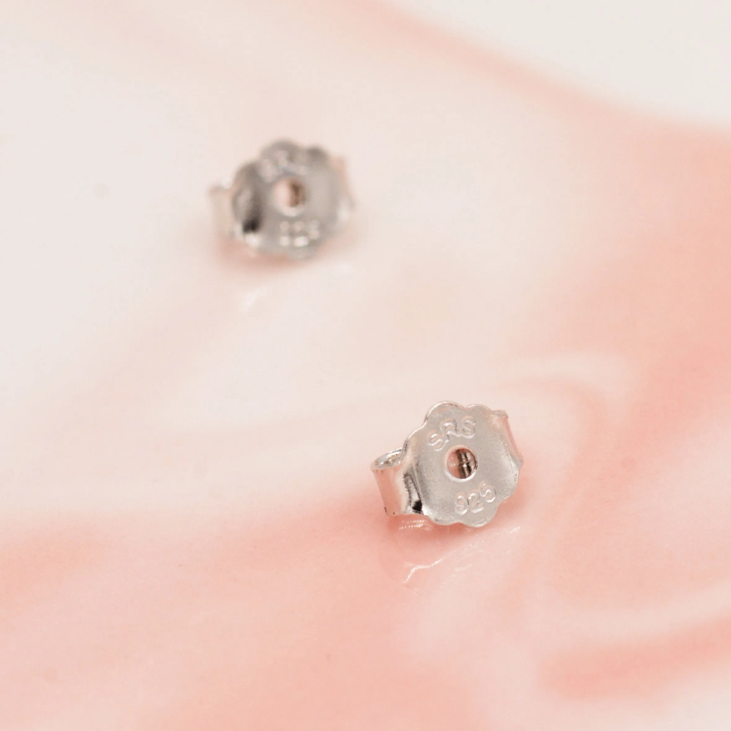 White Opal Stud Earrings in Sterling Silver - 4mm Fire Opal - Sustainable Lab Opal - Petite Stud Earrings