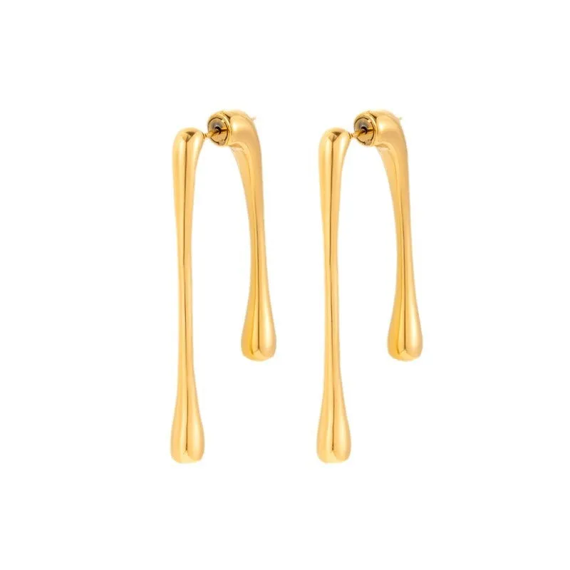 Wholesale 2pcs Titanium Steel Fashionable Liquid Long Irregular Earrings