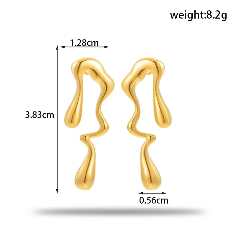 Wholesale 2pcs Titanium Steel Fashionable Liquid Long Irregular Earrings