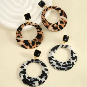 Wholesale Fashionable Personalized Leopard Print Geometric Circular Versatile Elegant High-end Earrings