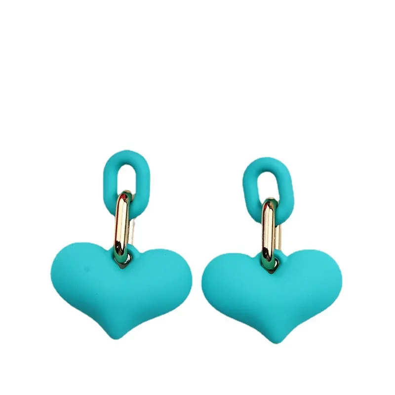 Wholesale Love Acrylic Simple Gold Buckle Chain Earrings