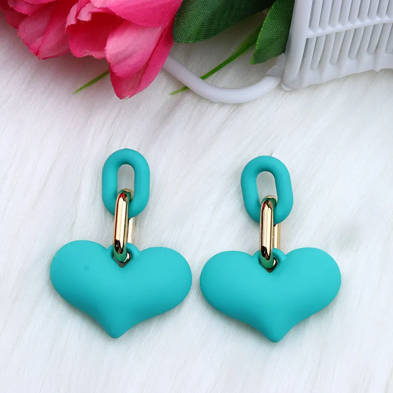 Wholesale Love Acrylic Simple Gold Buckle Chain Earrings