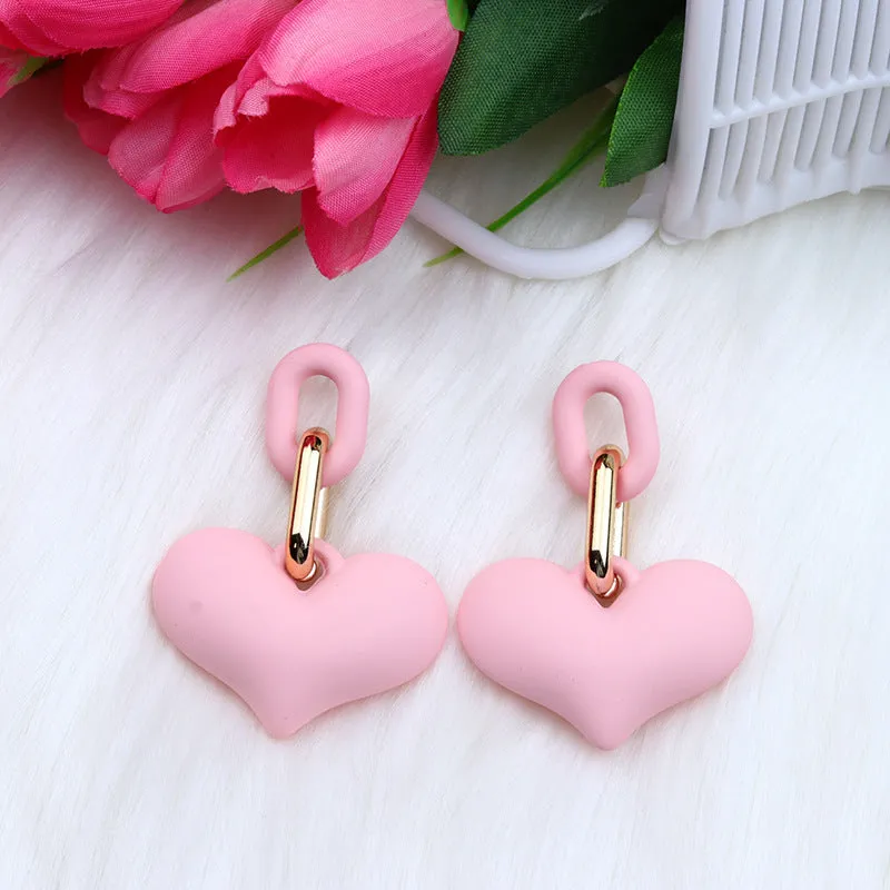 Wholesale Love Acrylic Simple Gold Buckle Chain Earrings