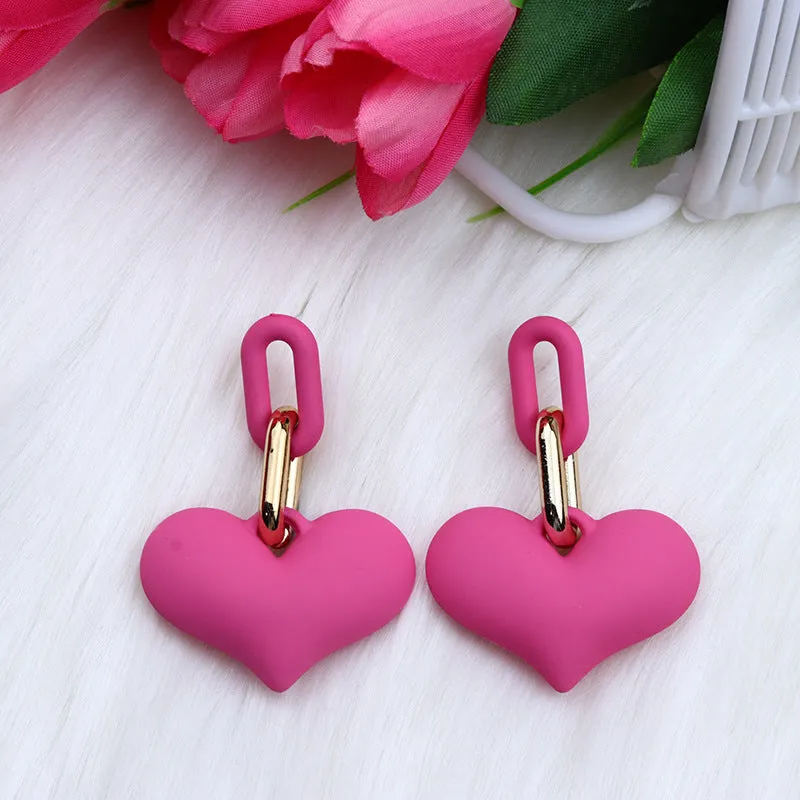 Wholesale Love Acrylic Simple Gold Buckle Chain Earrings