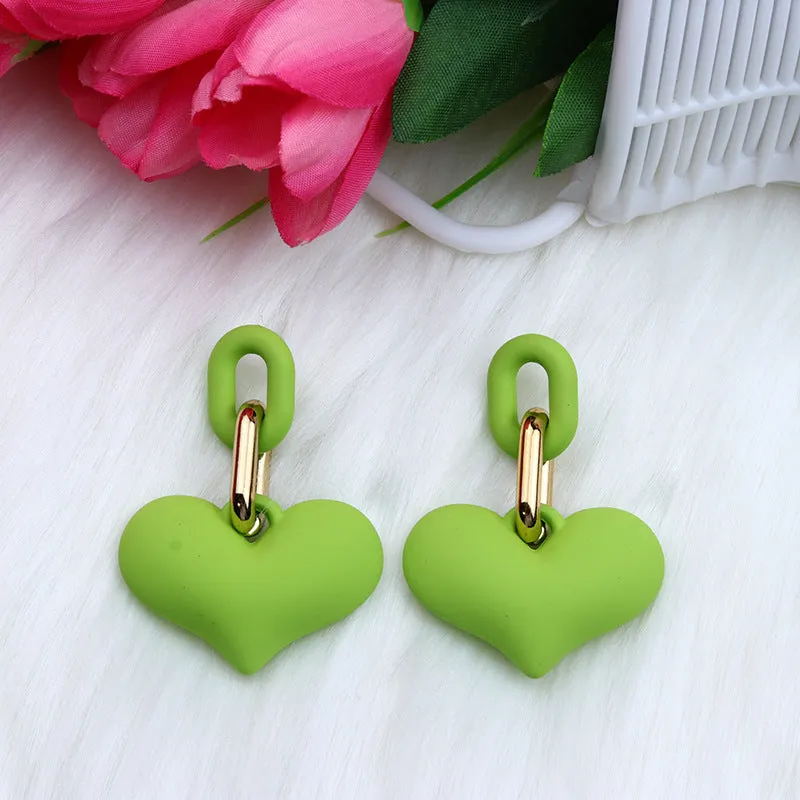 Wholesale Love Acrylic Simple Gold Buckle Chain Earrings
