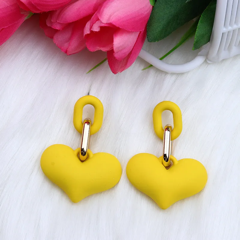 Wholesale Love Acrylic Simple Gold Buckle Chain Earrings