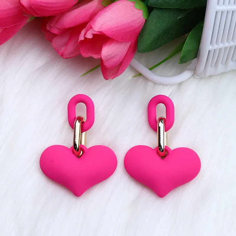 Wholesale Love Acrylic Simple Gold Buckle Chain Earrings