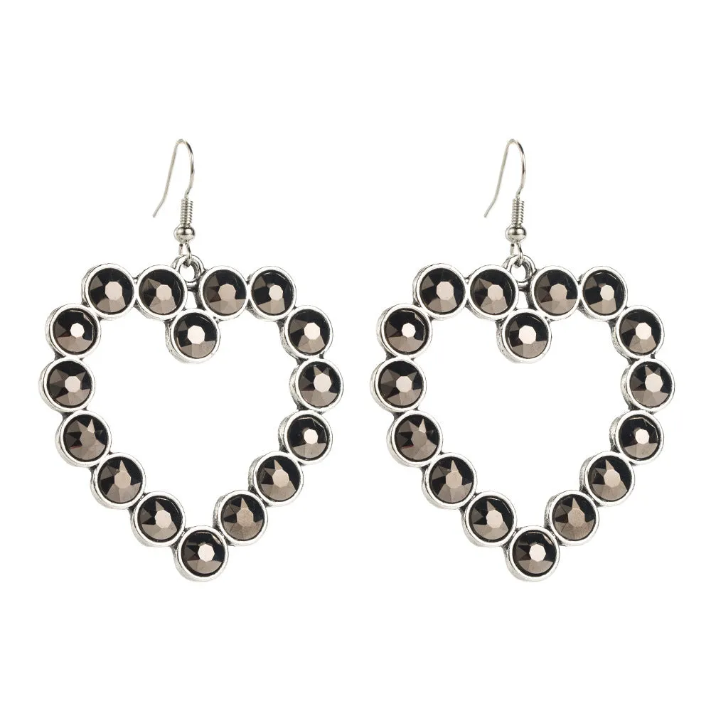 Wholesale New Creative and Fashionable Heart Heart Diamond Cut-out Earrings