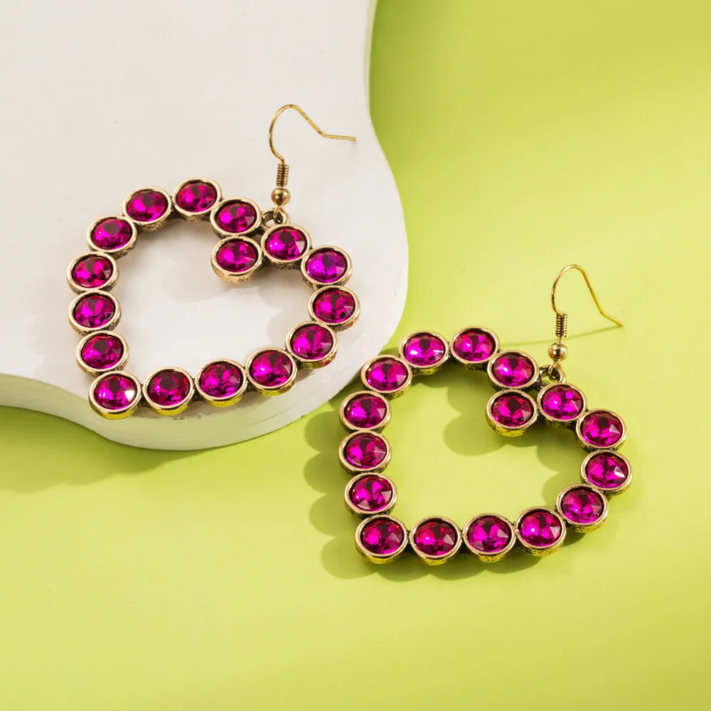 Wholesale New Creative and Fashionable Heart Heart Diamond Cut-out Earrings