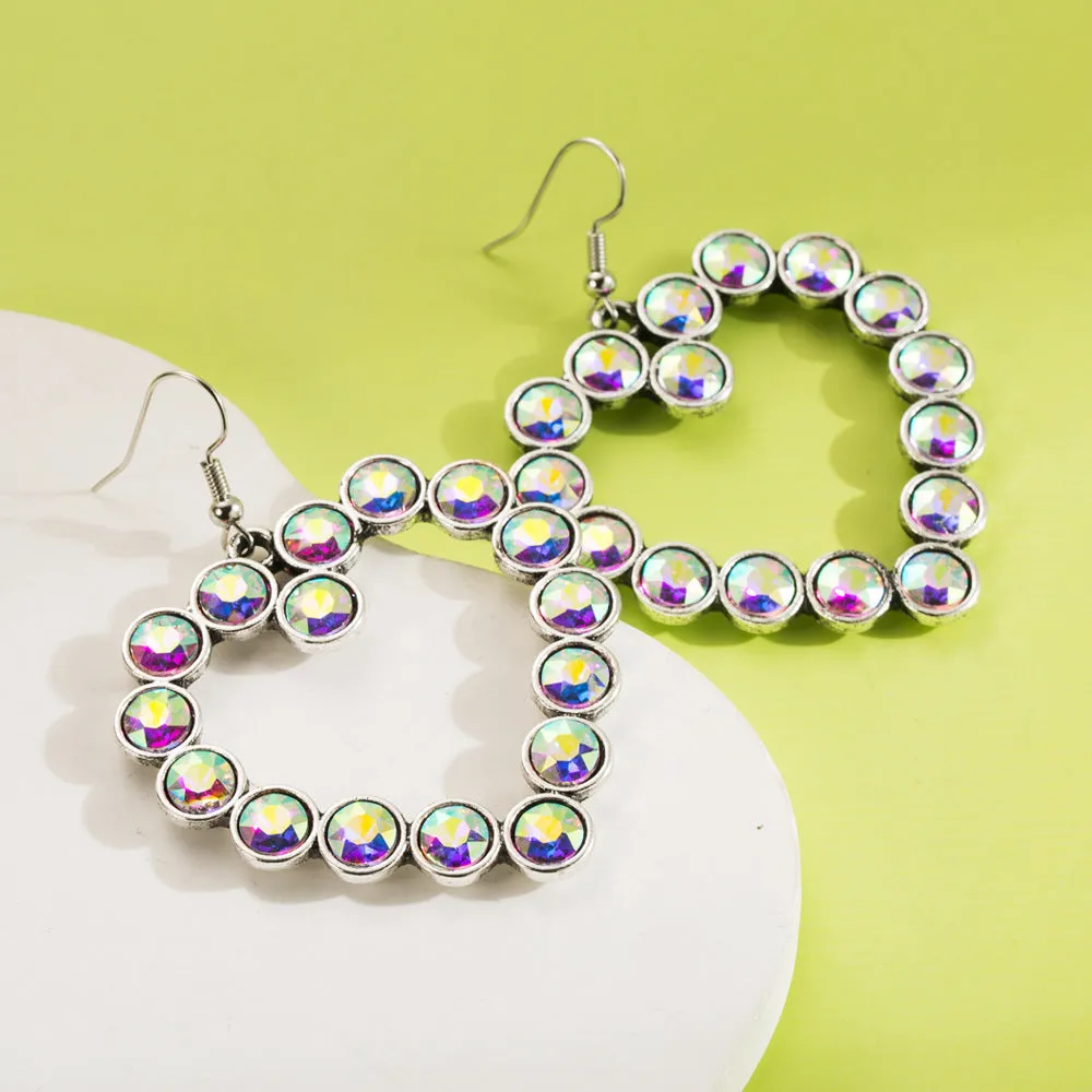 Wholesale New Creative and Fashionable Heart Heart Diamond Cut-out Earrings