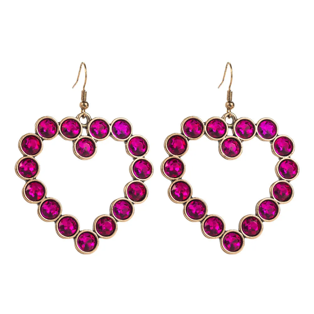 Wholesale New Creative and Fashionable Heart Heart Diamond Cut-out Earrings