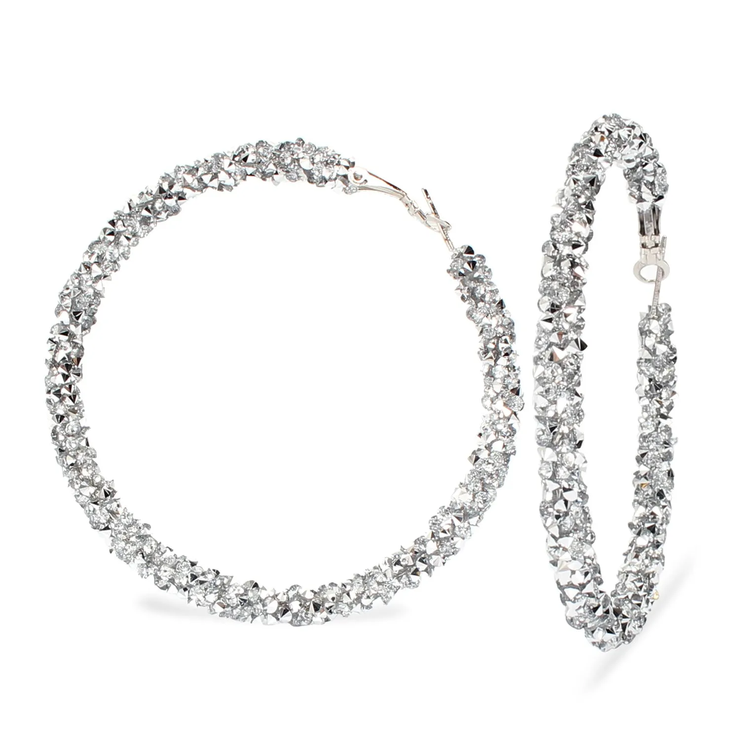 Wholesale Simple Rhinestone Large Hoop Earrings