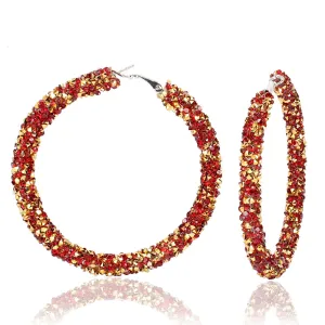 Wholesale Simple Rhinestone Large Hoop Earrings
