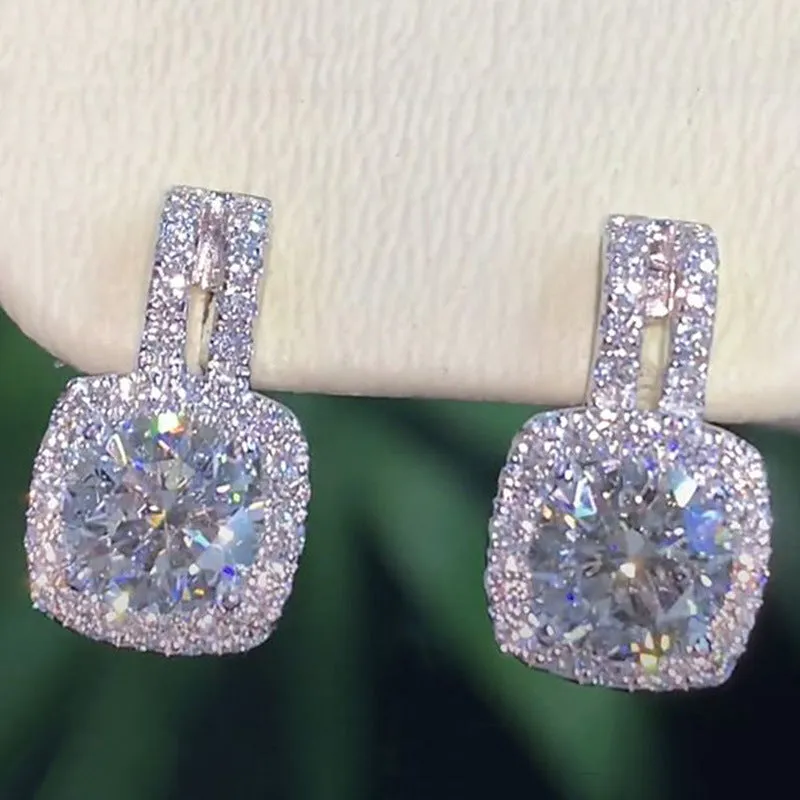 Wholesale Simple Round Diamond Copper Earrings