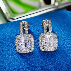 Wholesale Simple Round Diamond Copper Earrings