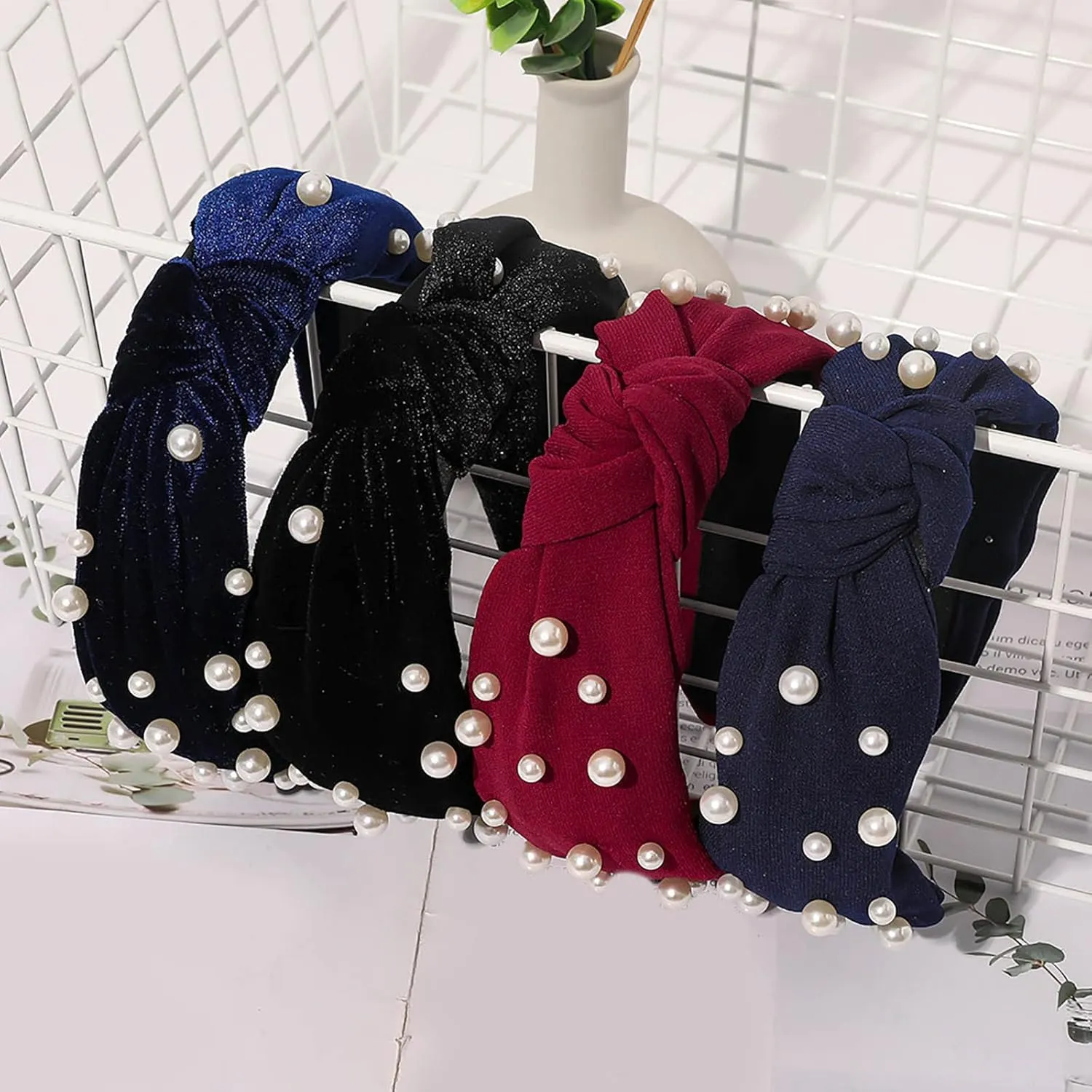 wide headbands for women Headband Knotted Headband hairbands for women's hair Chiffon Pearl Hair Accessories Wash Headband