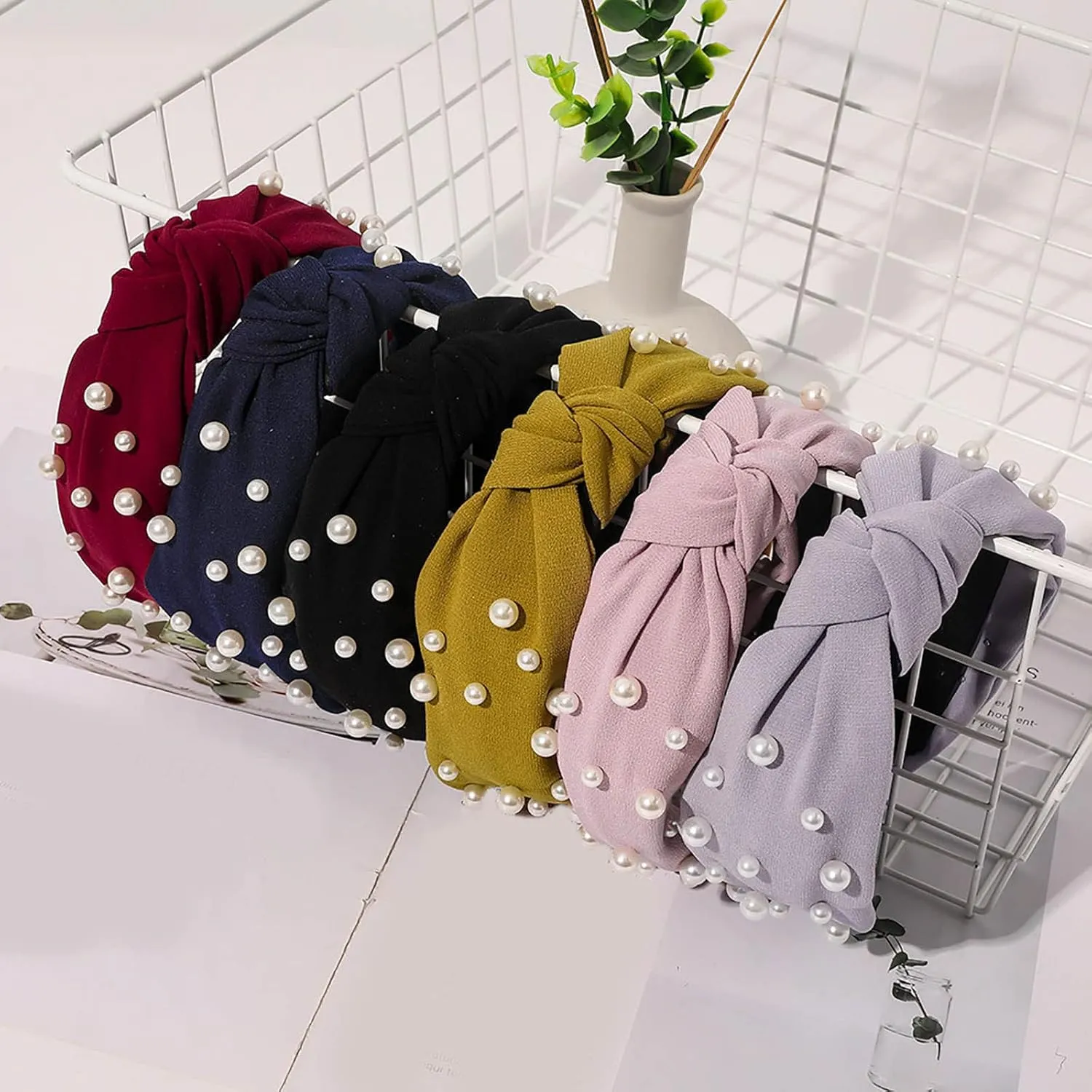 wide headbands for women Headband Knotted Headband hairbands for women's hair Chiffon Pearl Hair Accessories Wash Headband