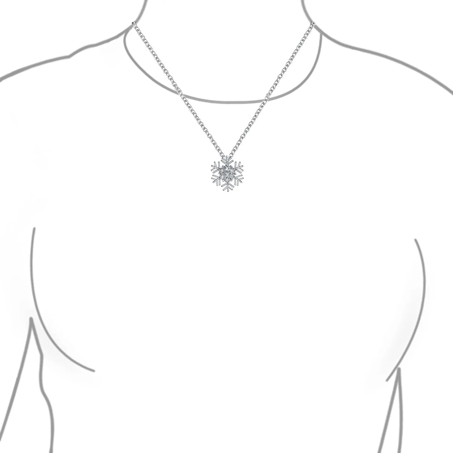 Winter Cubic Zirconia Snowflake Pendant Necklace in Sterling Silver