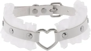 Women Heart Choker Necklace Handmade Lace Adjustable Hip Hop Costume Cosplay Nightclub Punk Neck Collar Choker