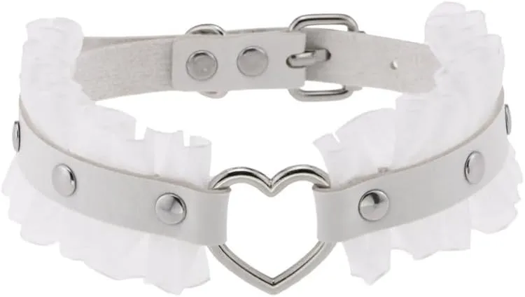 Women Heart Choker Necklace Handmade Lace Adjustable Hip Hop Costume Cosplay Nightclub Punk Neck Collar Choker
