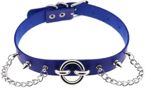 Women Leather Neck Collar Choker Necklace Handmade Adjustable Hip Hop Costume Cosplay Nightclub Punk Chain Choker