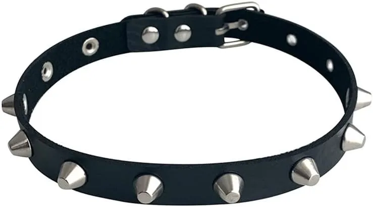 Women Rivet Choker Necklace Adjustable Handmade Costume Cosplay Nightclub Party Leather Neck Collar Choker