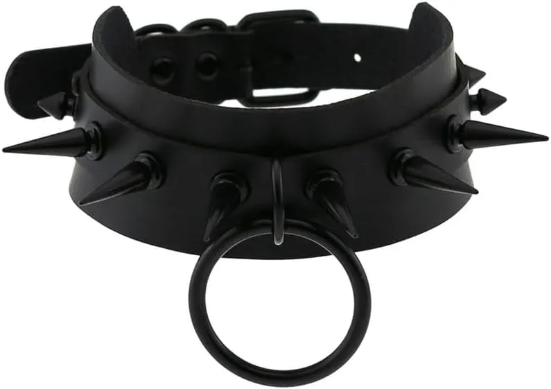 Women Rivet Punk Choker Necklace Handmade Adjustable Hip Hop Costume Cosplay Nightclub Spike Neck Collar Choker