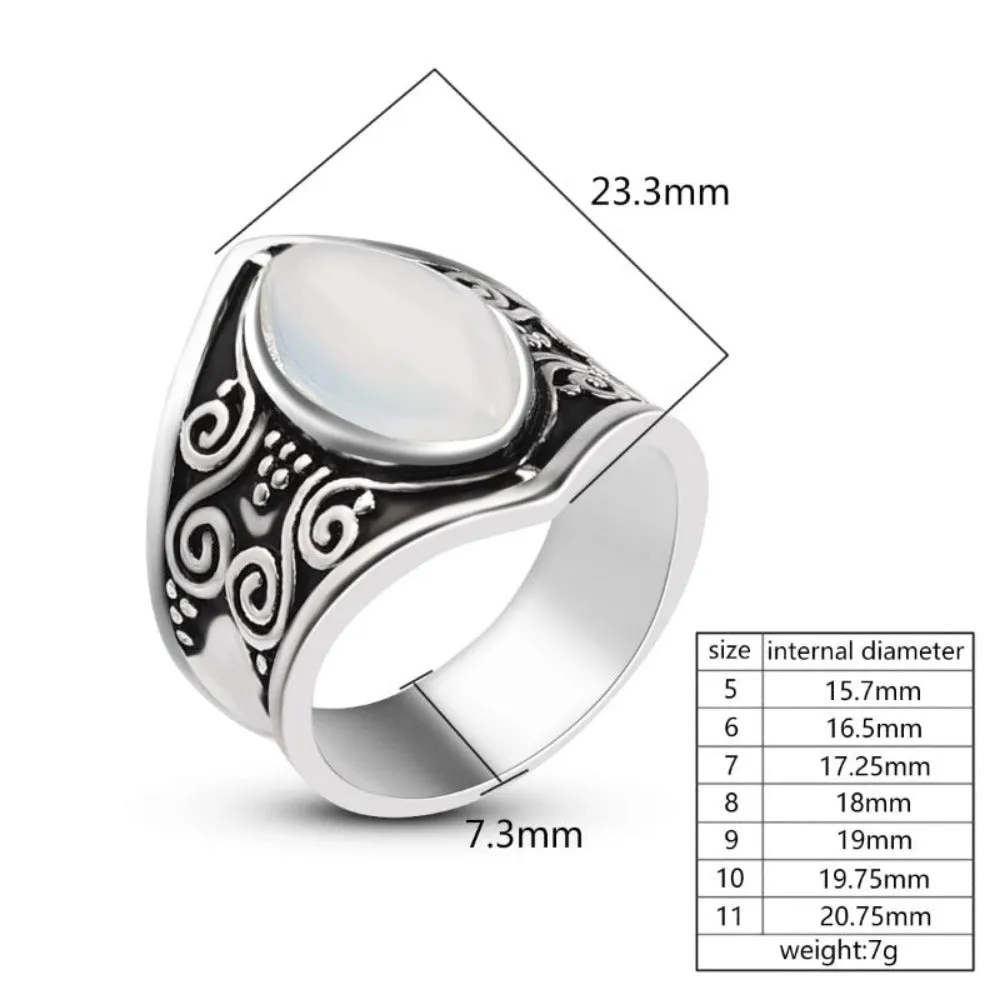 women silver color antique unique bigstone rings stone bohoo jewelry ✈️ free.shipping