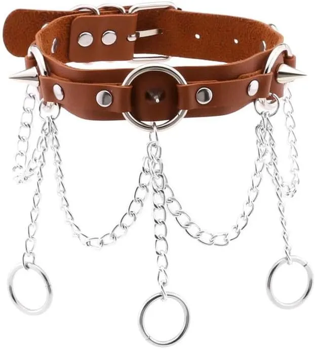 Women Spike Choker Necklace Handmade Adjustable Costume Cosplay Nightclub Party Leather Neck Collar Choker