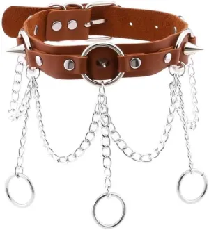 Women Spike Choker Necklace Handmade Adjustable Costume Cosplay Nightclub Party Leather Neck Collar Choker