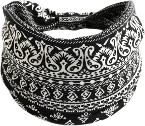 Women Sport Wrap Knotted Exercise Elastic Running Yoga Wicking Headband Sports Hijab Ladies Elastic Headband (K, One Size)
