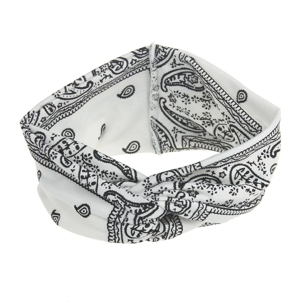 Women Wide Headbands Boho Bandeau Headbands Floral Printed Hair Band for Yoga Outdoor Sport