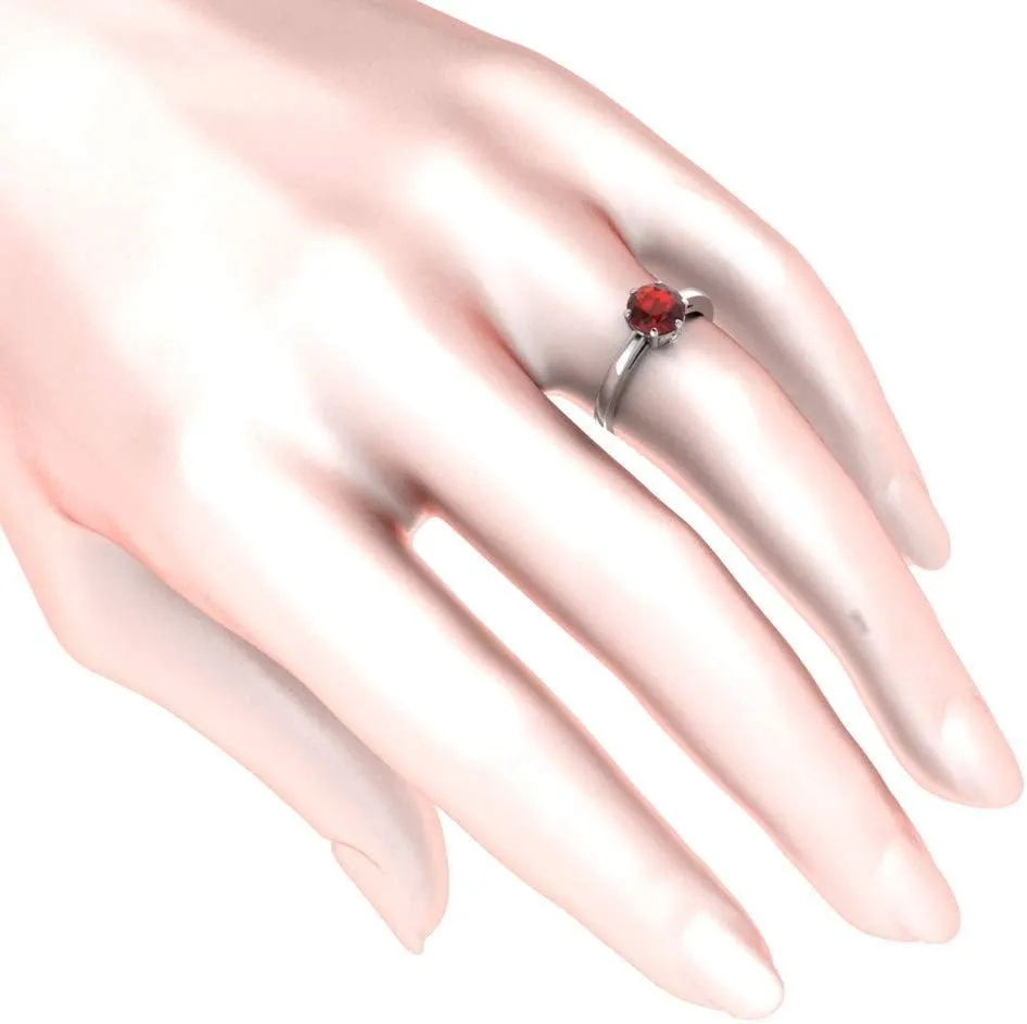 Womens 925 Sterling Silver Classic Solid Band Solitaire Center Round 7 mm Gemstone Timeless Engagement Wedding Jewelry Accessory Fine Ring
