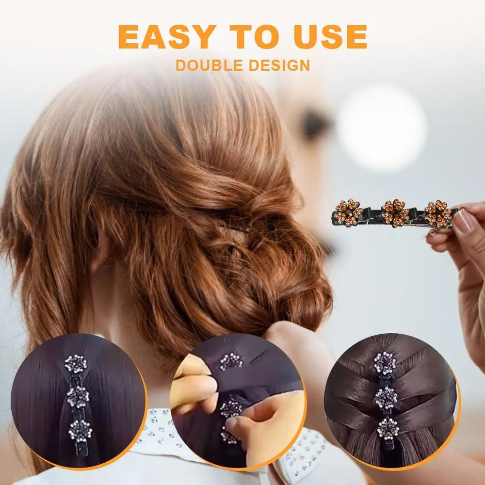 Women's Braided Hair Clips, 2025 New Sparkling Crystal Stone Hair Clips, Short Duckbill Clips, Braided for Ladies and Girls Crystal Stone (A)