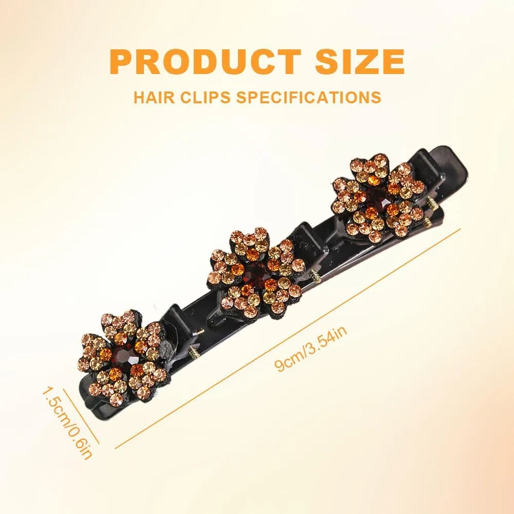 Women's Braided Hair Clips, 2025 New Sparkling Crystal Stone Hair Clips, Short Duckbill Clips, Braided for Ladies and Girls Crystal Stone (A)