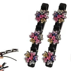 Women's Braided Hair Clips, 2025 New Sparkling Crystal Stone Hair Clips, Short Duckbill Clips, Braided for Ladies and Girls Crystal Stone (A)
