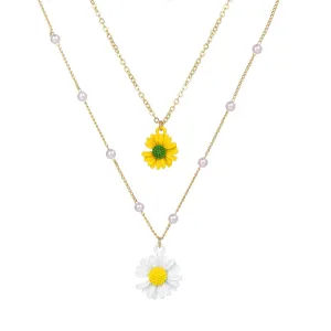 Women's Daisy Multi-layer Beads Exquisite Personality Jewelry Classic Fashion Gift Necklace