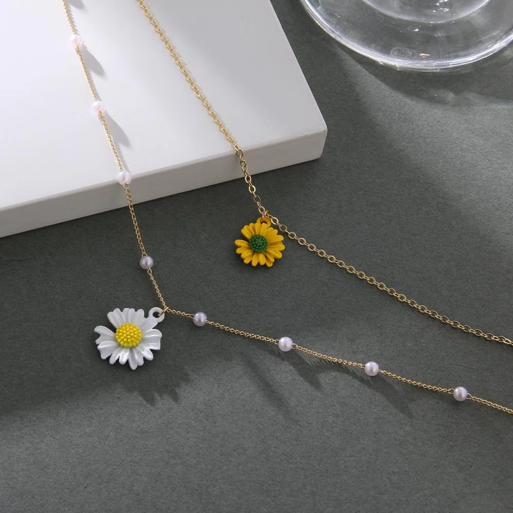 Women's Daisy Multi-layer Beads Exquisite Personality Jewelry Classic Fashion Gift Necklace