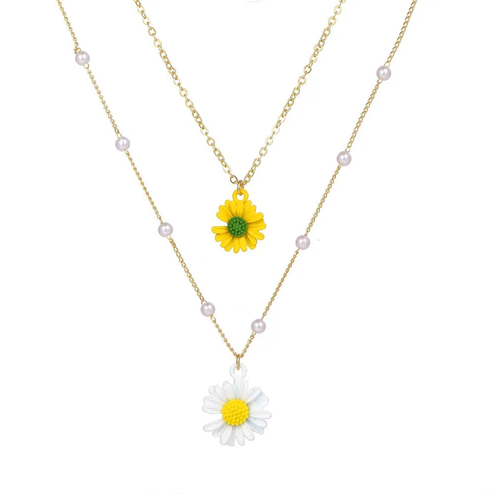 Women's Daisy Multi-layer Beads Exquisite Personality Jewelry Classic Fashion Gift Necklace
