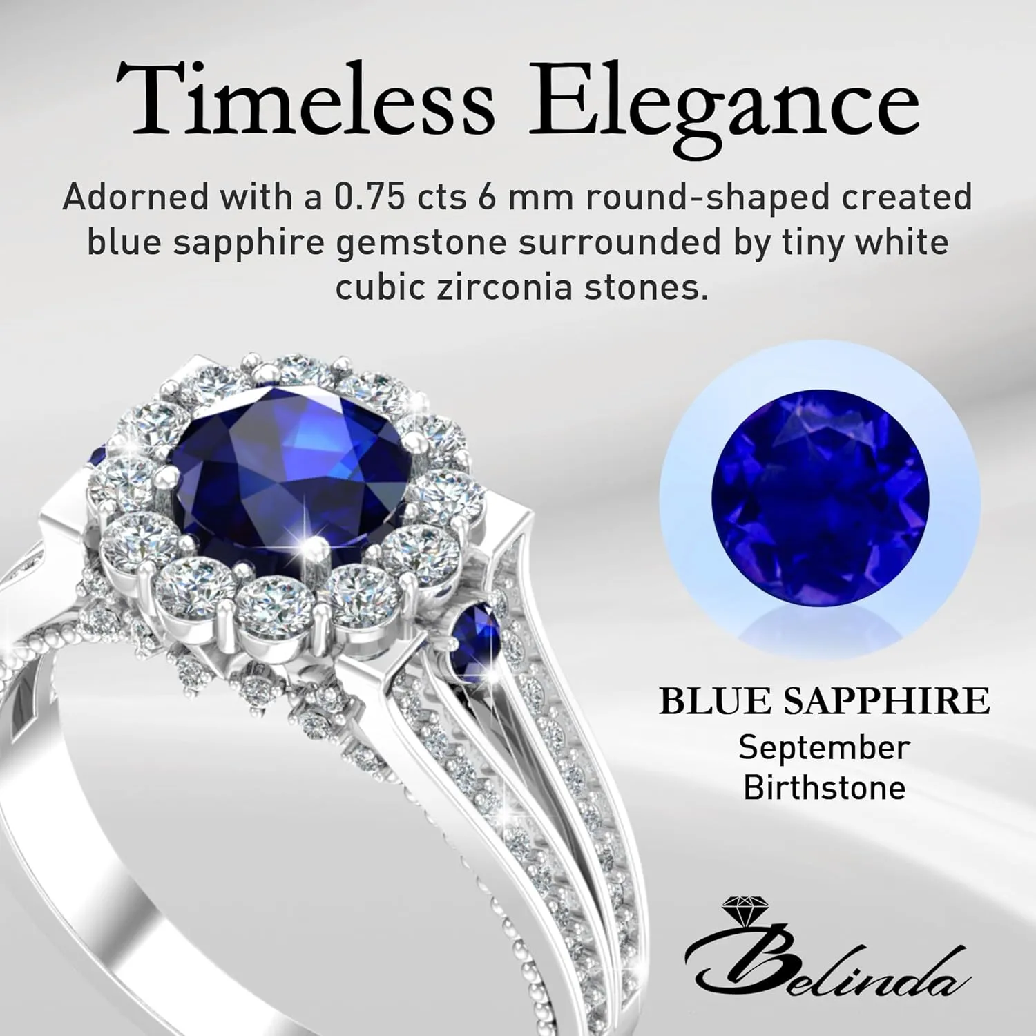 Womens Platinum Silver Sparkle Gemstone Bridal Engagement Ring