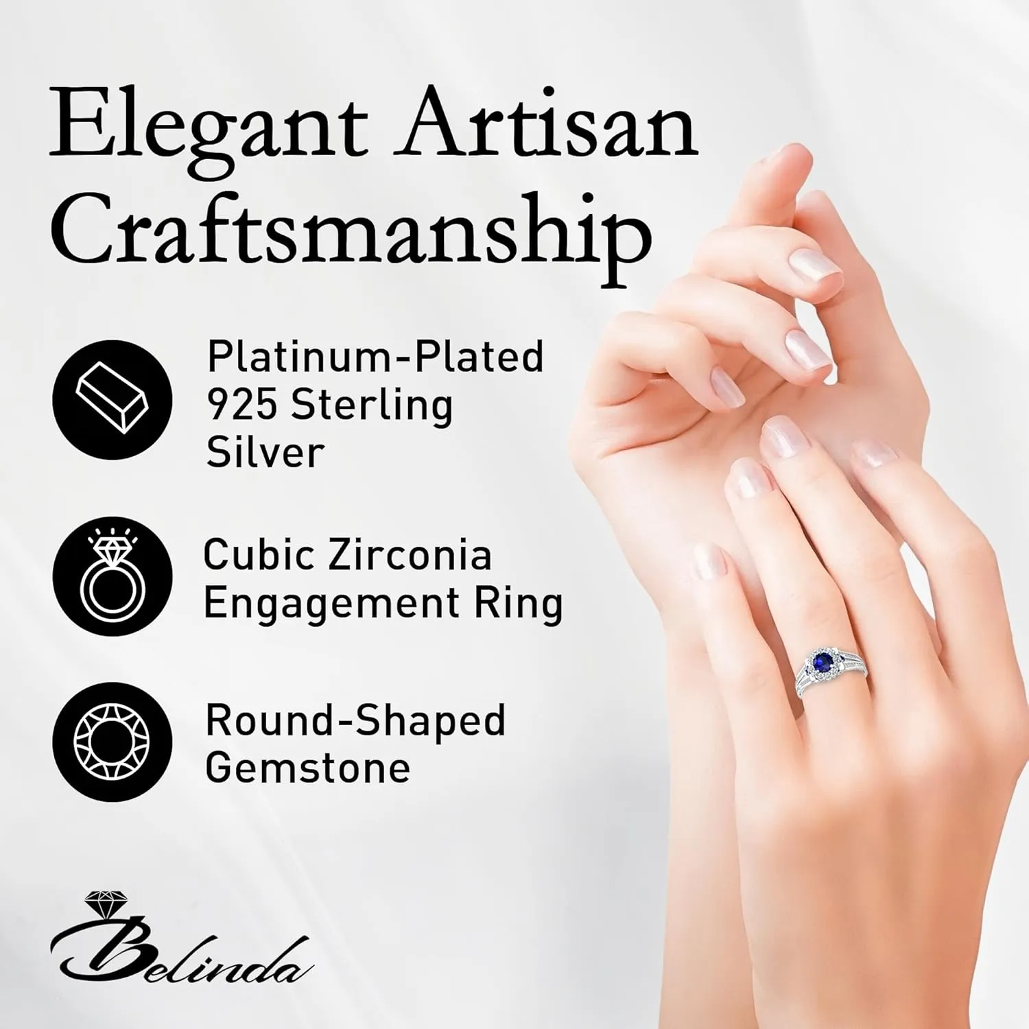 Womens Platinum Silver Sparkle Gemstone Bridal Engagement Ring