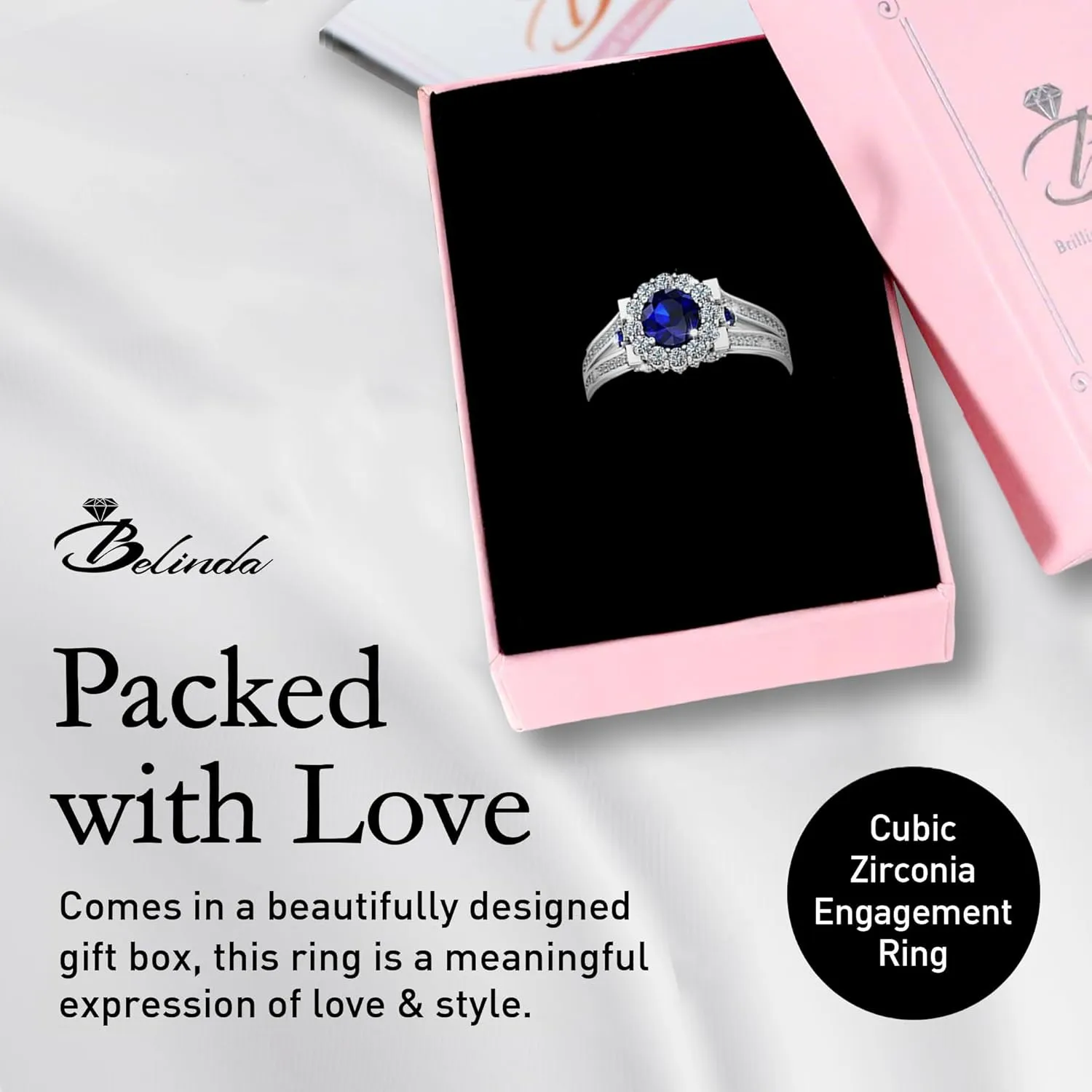 Womens Platinum Silver Sparkle Gemstone Bridal Engagement Ring