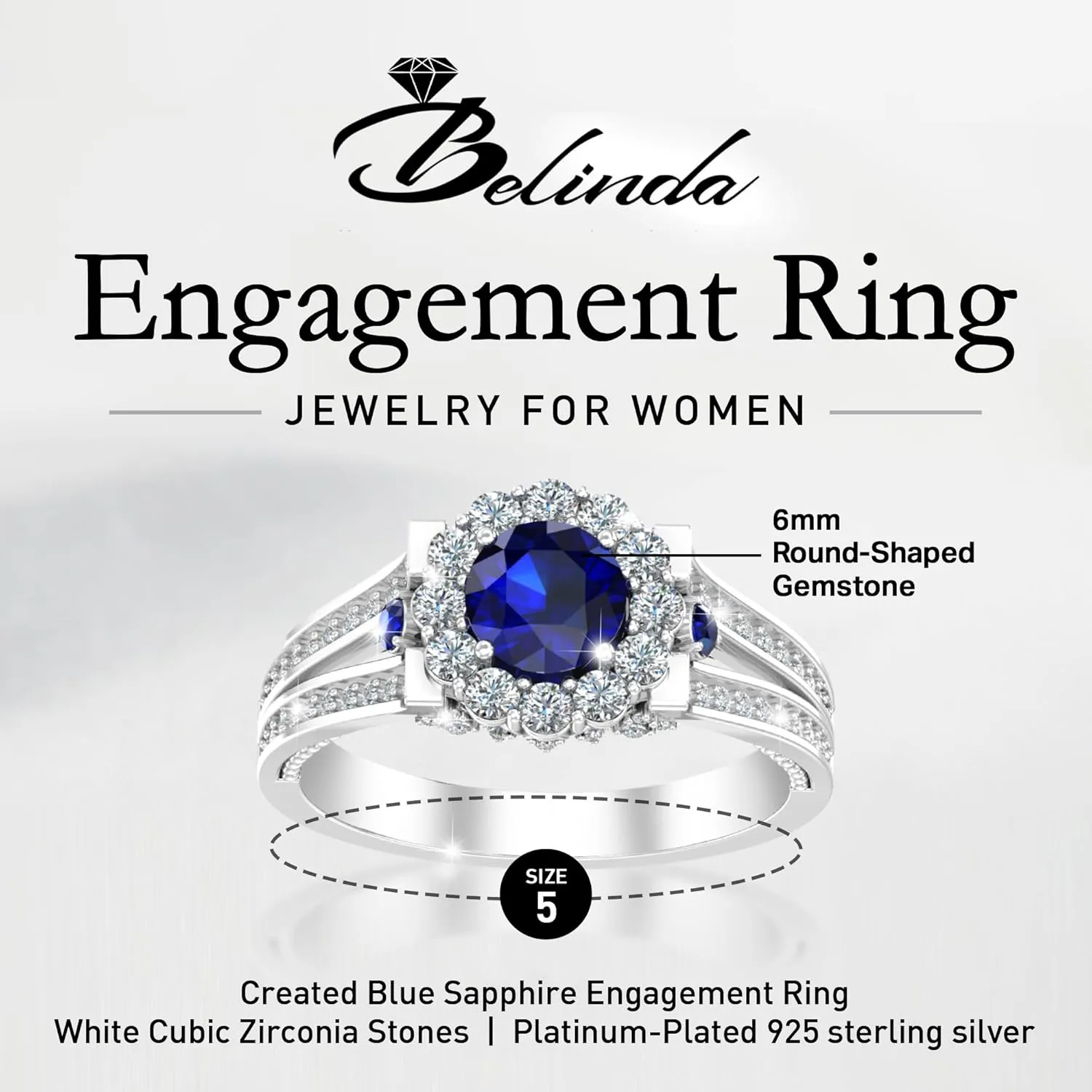 Womens Platinum Silver Sparkle Gemstone Bridal Engagement Ring