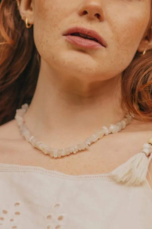 Xander Kostroma Moonstone Chip Necklace –925 Sterling Silver, 42cm Extn –To Enhance Creativity, Intuition & Emotional Balance