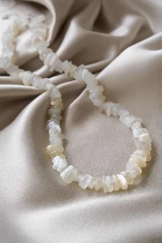 Xander Kostroma Moonstone Chip Necklace –925 Sterling Silver, 42cm Extn –To Enhance Creativity, Intuition & Emotional Balance