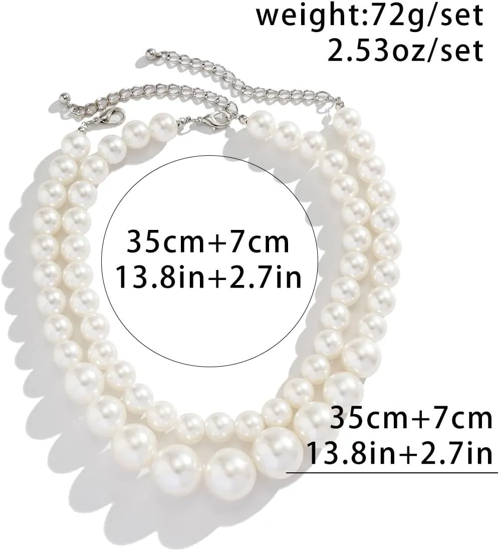 Y 14K Gold Plated Pearl Necklace - Dainty Gold Beaded Pearl Choker Chain Necklace for Women - Prom, Wedding, Bridal, Bridesmaid Jewelry