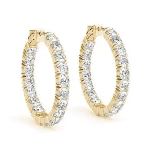 Yellow Gold Diamond In and Out Hoops