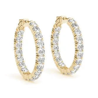 Yellow Gold Diamond In and Out Hoops