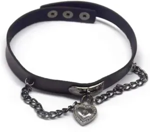 YERTTER PU Leather Choker Heart Gothic Jewelry Necklaces for Women Punk Rock Adjustable Black Collar Choker Necklaces for Cosplayer